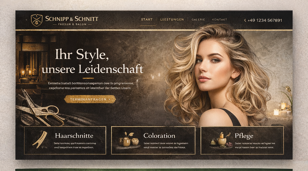 Website Mockup: Friseursalon Schnipp & Schnitt