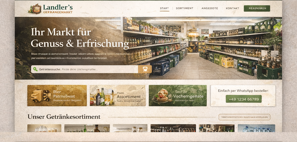 Website Mockup: Getränkemarkt Landler’s