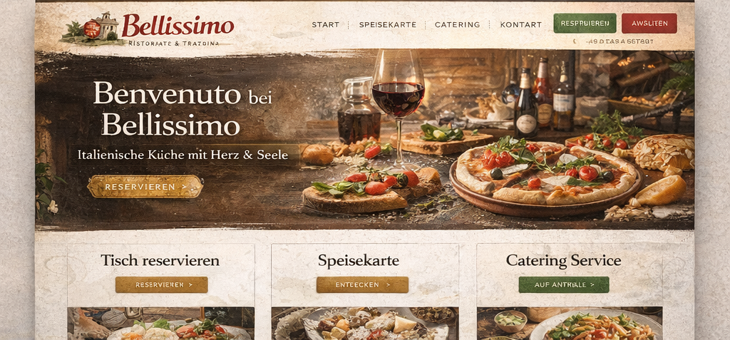 Website Mockup: Ristorante Bellissimo